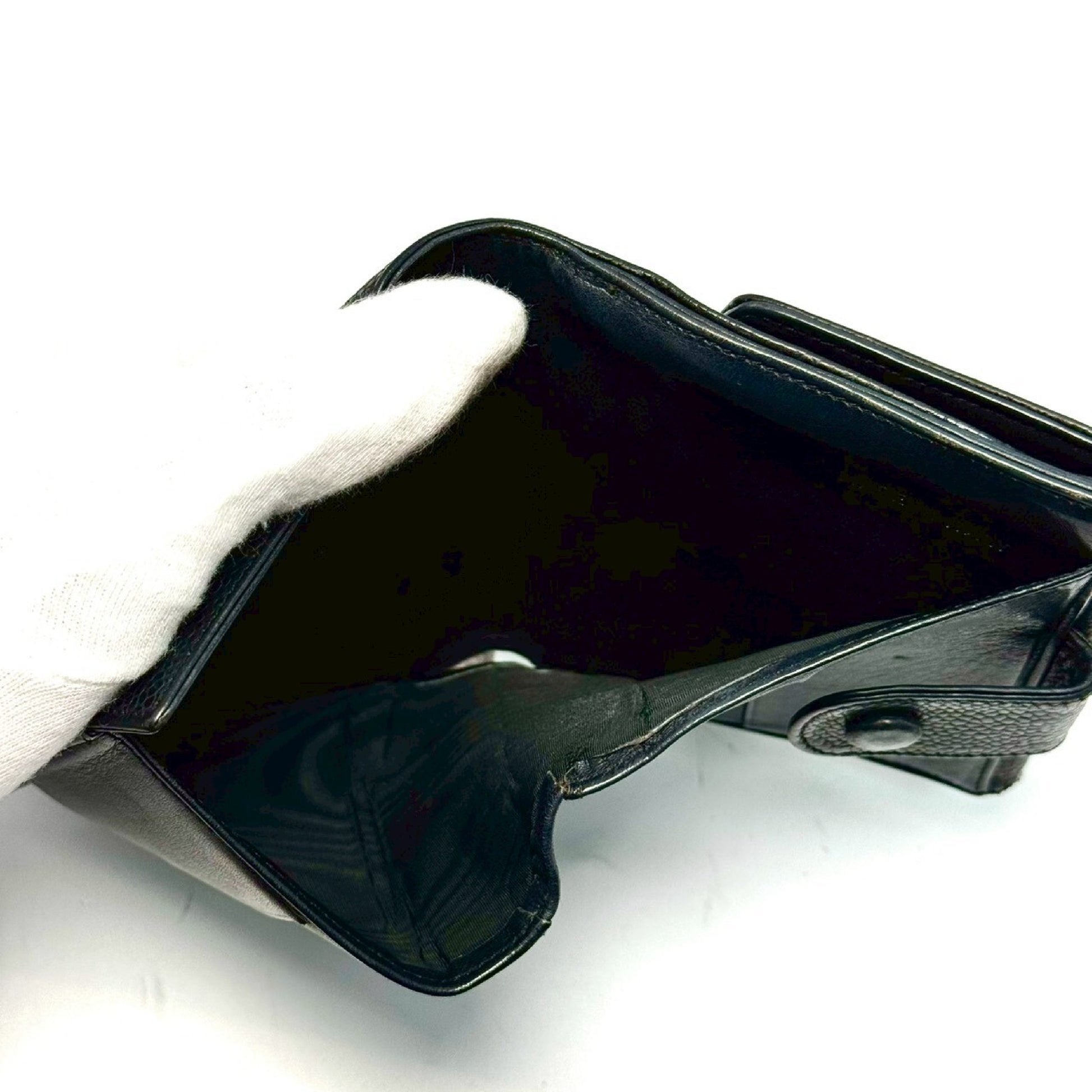 CHANEL Coco Mark Caviar Skin Compact Wallet, Black, No Serial Seal