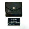 CHANEL Bicolor Coco Mark Lambskin Compact Wallet, Black, 2920429, with Guarantee Card