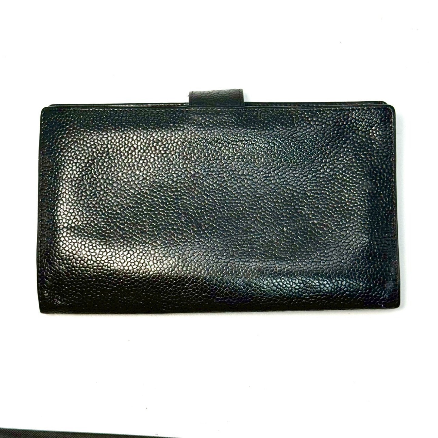 CHANEL Coco Mark Caviar Leather Bi-fold Long Wallet Black 7441826 Wallet