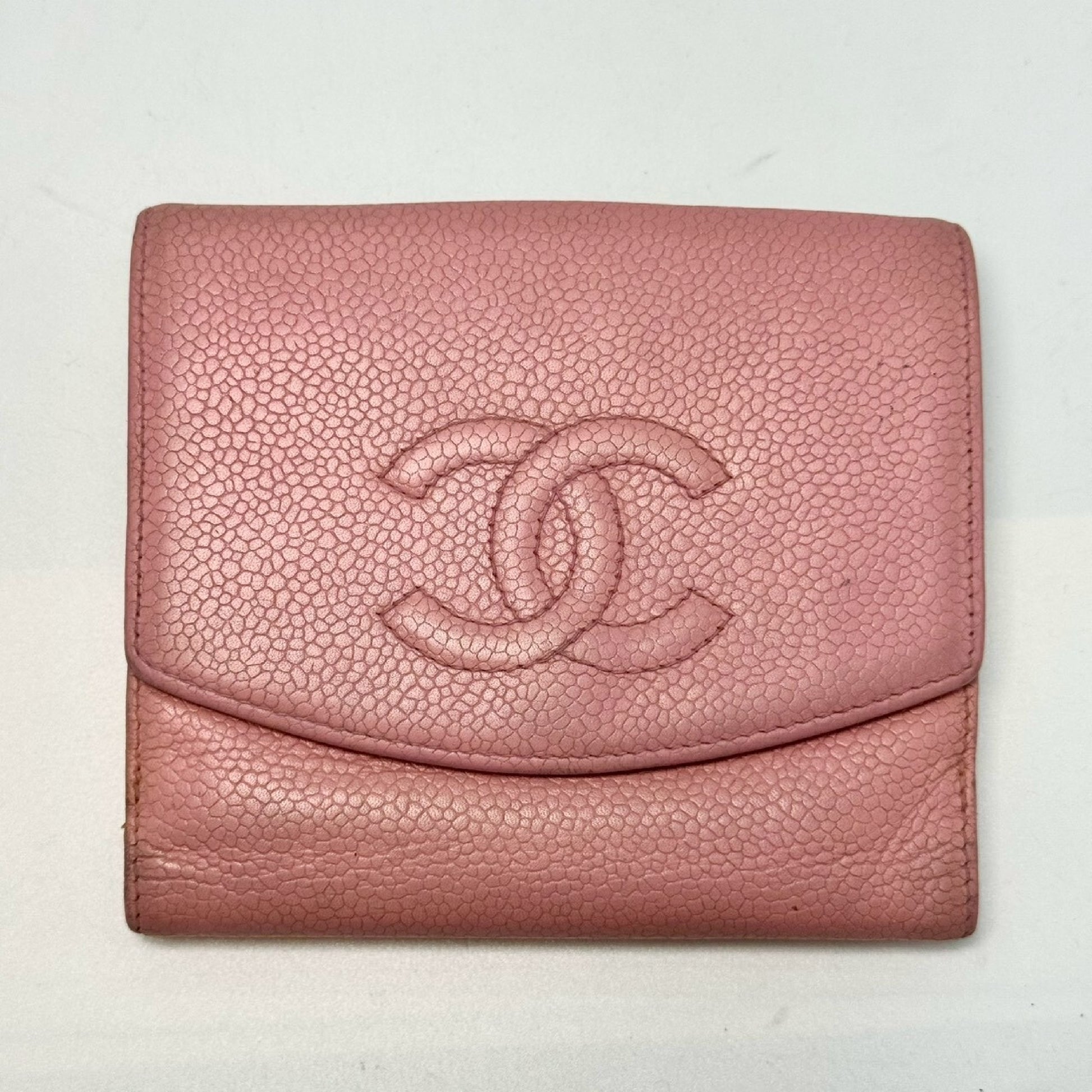 CHANEL Caviar Leather Bi-fold Compact Wallet Pink 8921726 Wallet
