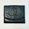 CHANEL Caviar Skin Coco Mark Bi-fold Compact Wallet with Unclear Serial Seal