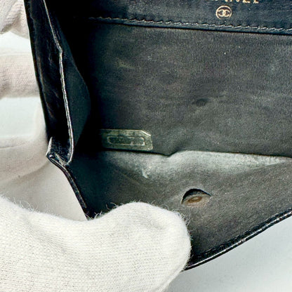 CHANEL Caviar Skin Coco Mark Bi-fold Compact Wallet with Unclear Serial Seal