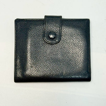 CHANEL Caviar Skin Coco Mark Bi-fold Compact Wallet with Unclear Serial Seal