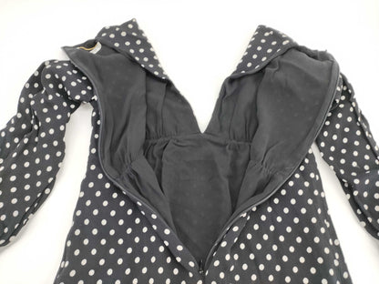 SAINT LAURENT PARIS Women's Black and White Dotted Ruffle Tunic Top