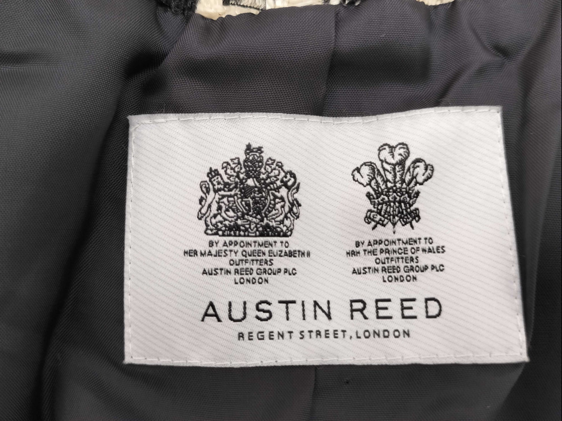 Austin Reed Collarless Jacket, Houndstooth Tweed, Ruffle, White and Black