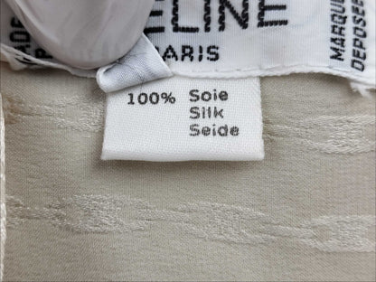 CELINE Silk Chain Print Bow Tie Blouse Shirt