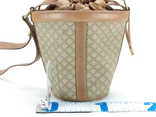 CELINE Drawstring Shoulder Bag Macadam Shoulder Bag
