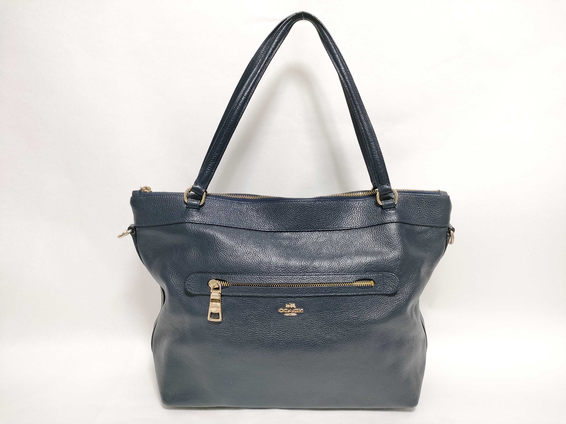 COACH Leather Tote Bag Blue Tote Bag
