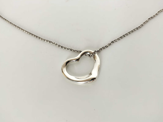 Tiffany & Co. Open Heart Tiffany Necklace, Large Open Heart, Ag925 Necklace
