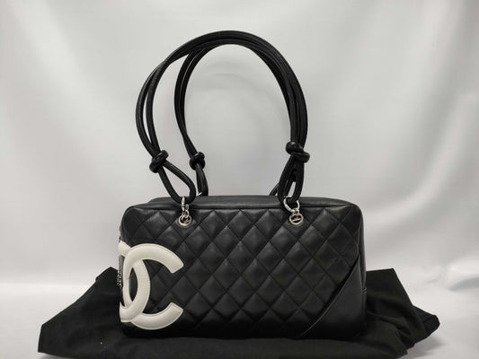 CHANEL Cambon Bowling Bag, Black and White, Handbag