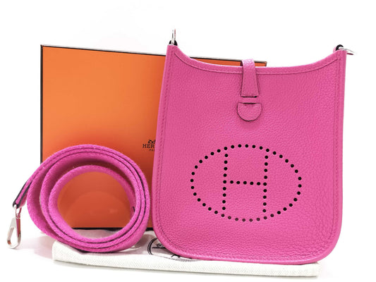HERMES Evelyn TPM Z-stamped Rose Shocking Shoulder Bag