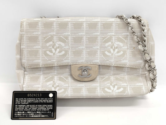 CHANEL New Travel Matelasse S Flap Double Shoulder Bag, Beige, 6524213