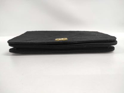 CHANEL Matelasse Chain Shoulder Bag in Black Cotton