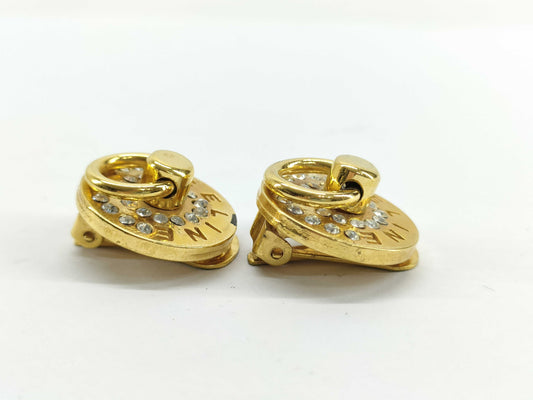 CELINE Logo Rhinestone Earrings