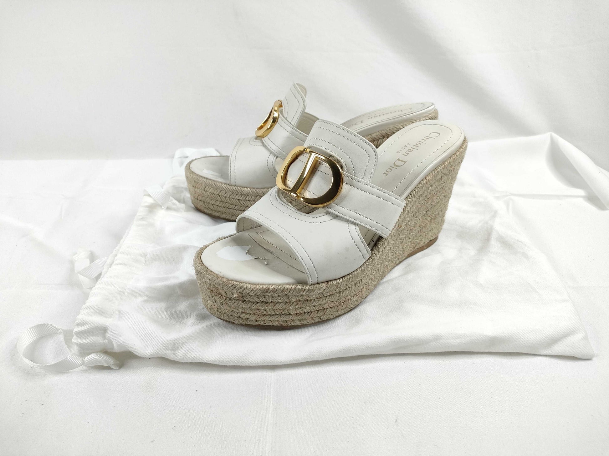 Dior Christian Dior Leather Wedge Sandals