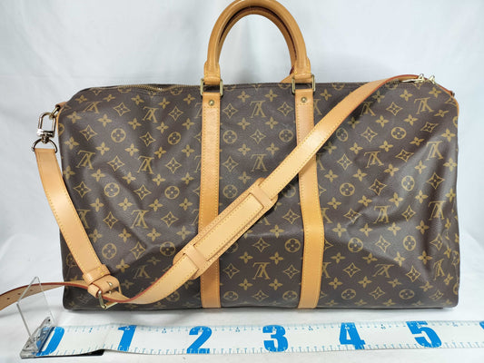 LOUIS VUITTON Monogram Keepall Bandouliere 55 Boston Bag