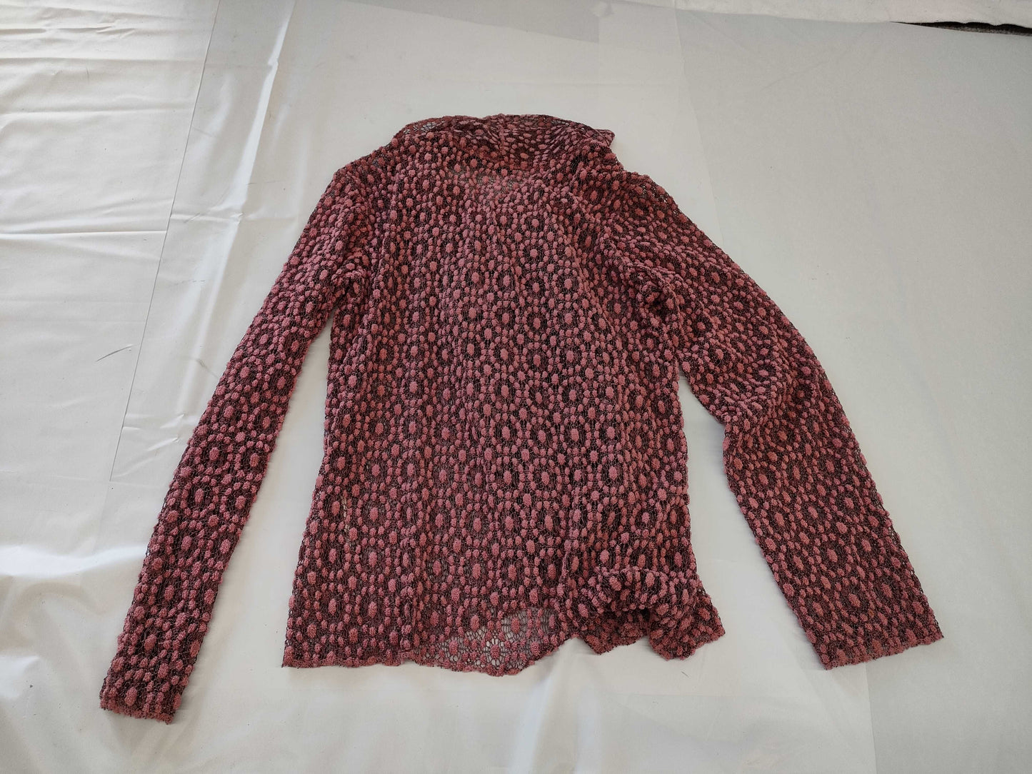 COMME des GARÇONS toricot COMME des GARÇONS early archive all-over print lace ruffle long sleeve blouse pink top