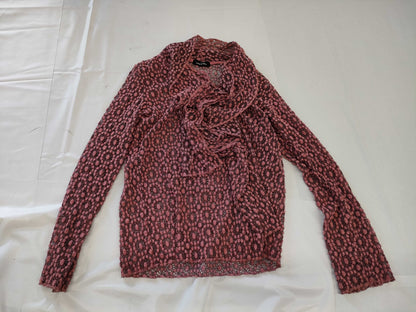 COMME des GARÇONS toricot COMME des GARÇONS early archive all-over print lace ruffle long sleeve blouse pink top