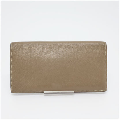 HERMES HERMES Evelyn Wallet Billfold Etoupe Chevre □N Stamp Billfold