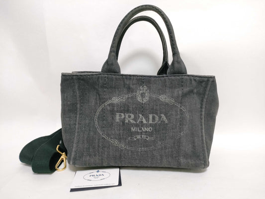 PRADA Canapa Bag Denim Handbag with Shoulder Strap