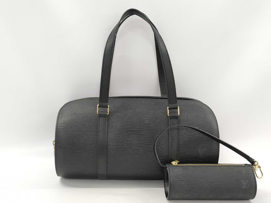 LOUIS VUITTON Epi Soufflot Handbag with Pouch, Black
