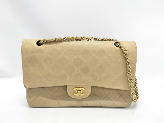 CHANEL CHANEL Matelasse 25 Double Flap Double Chain Beige Shoulder Bag 1235291