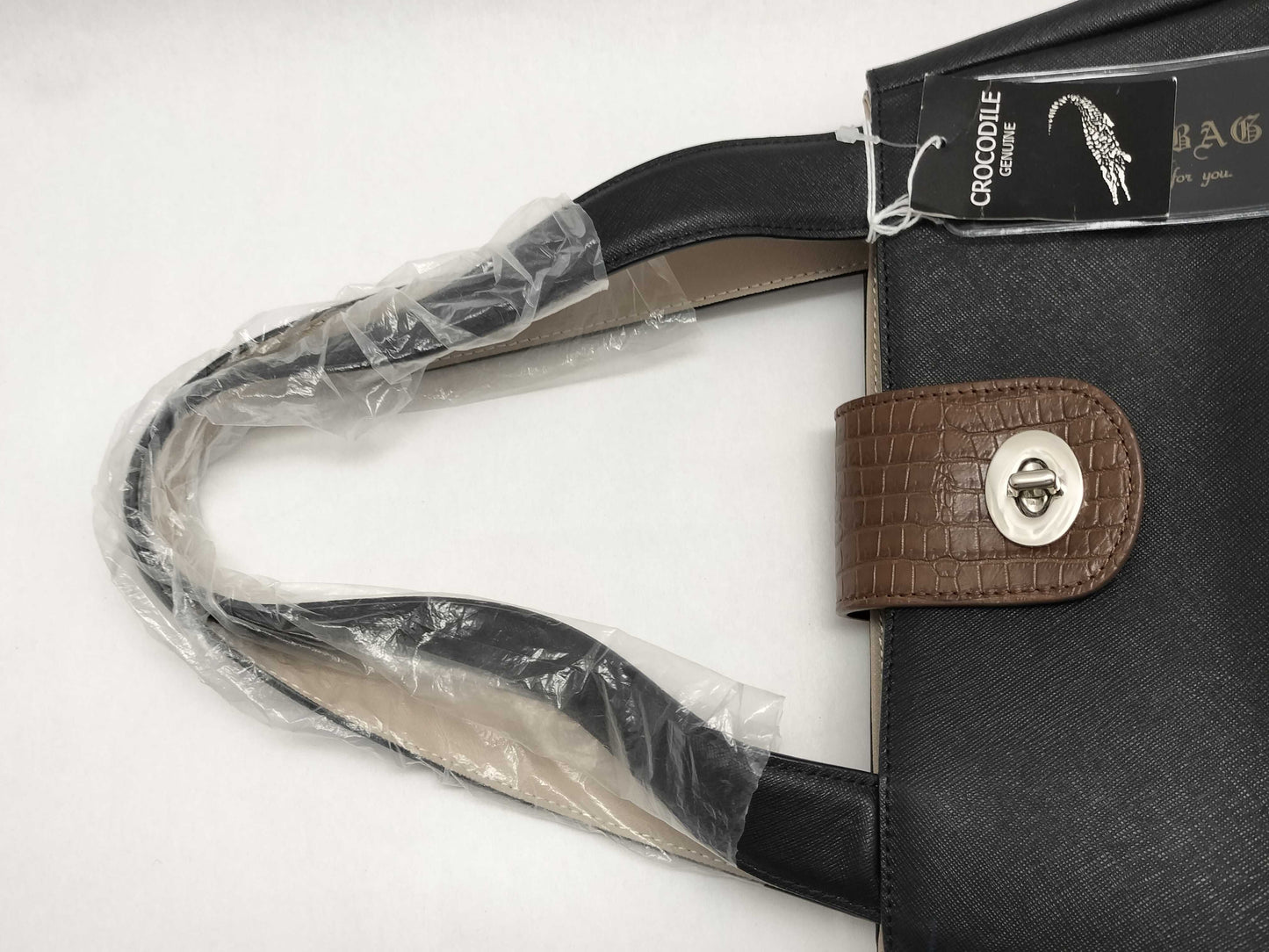 Crocodile Saffiano Leather Tote Bag