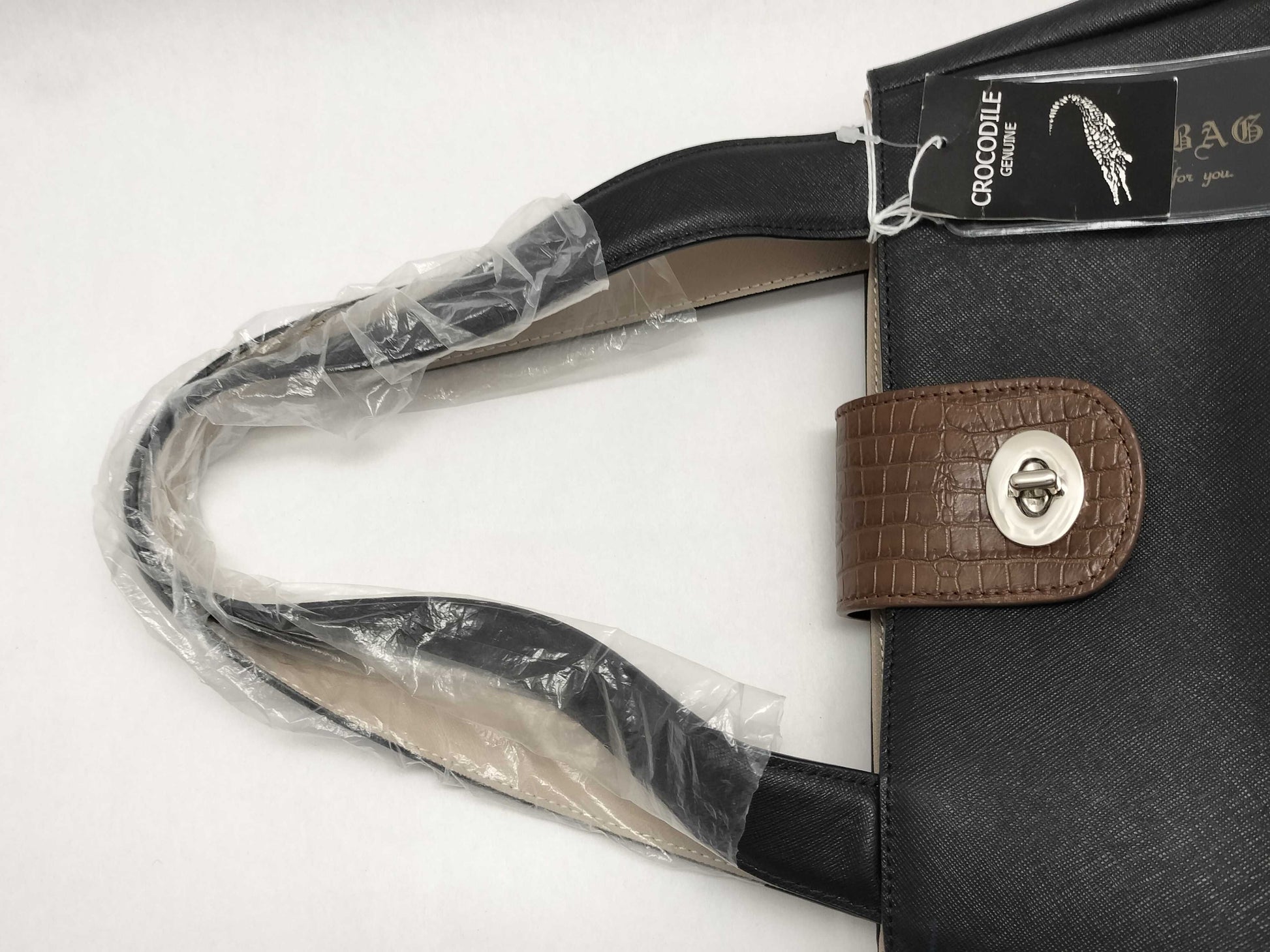 Crocodile Saffiano Leather Tote Bag