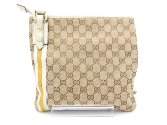 GUCCI Sherry GG Canvas and Leather Shoulder Bag