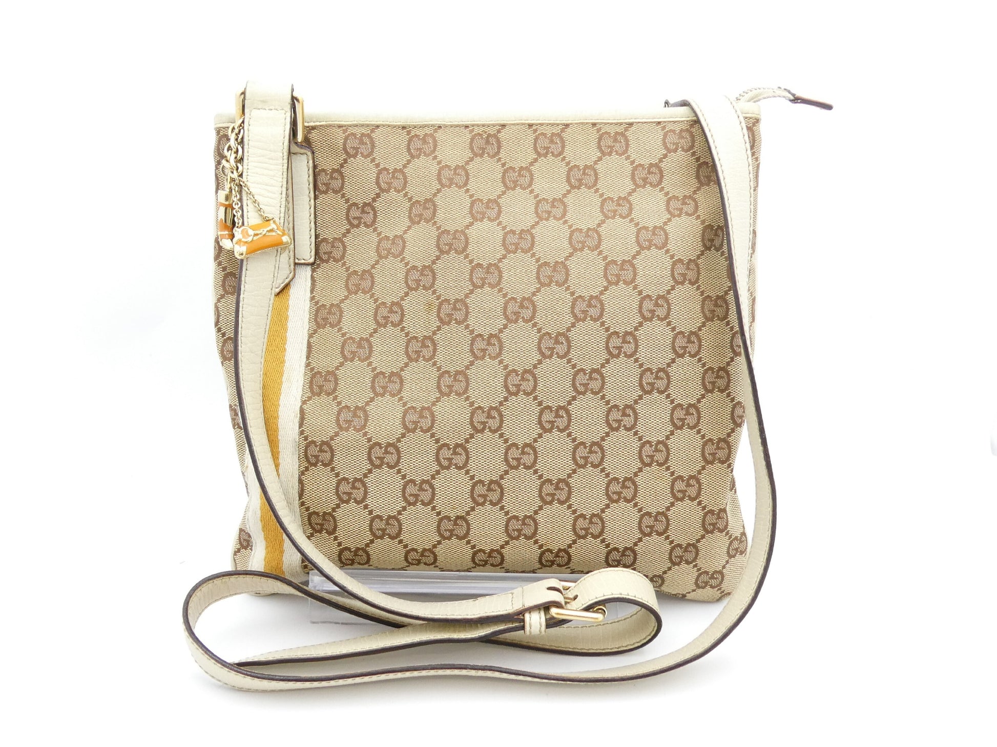 GUCCI Sherry GG Canvas and Leather Shoulder Bag