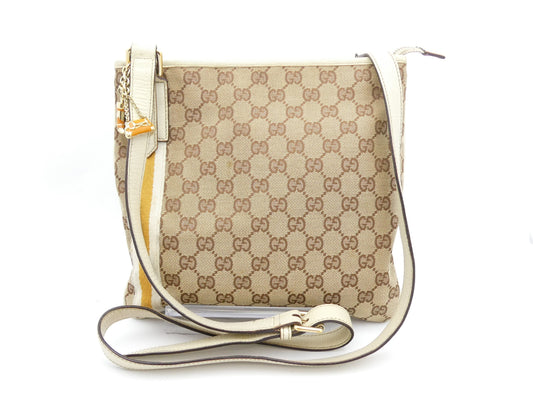 GUCCI Sherry GG Canvas and Leather Shoulder Bag