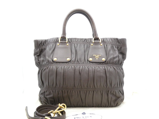 PRADA Logo Gathered 2-Way Handbag