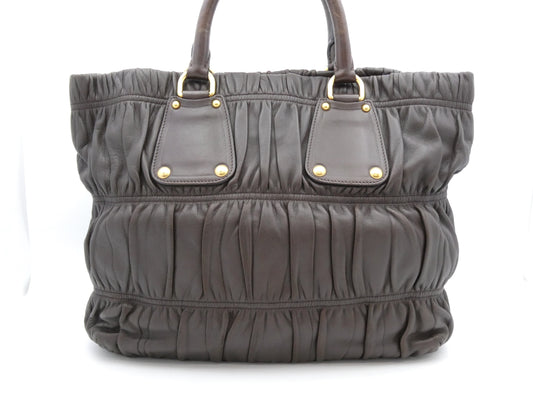 PRADA Logo Gathered 2-Way Handbag