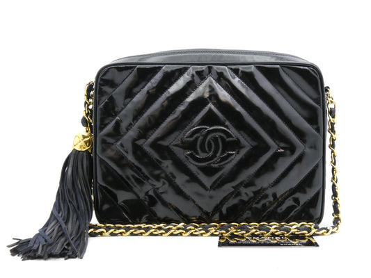 CHANEL Coco Mark Enamel Fringe Chain Shoulder Bag