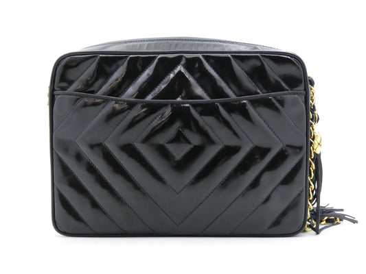 CHANEL Coco Mark Enamel Fringe Chain Shoulder Bag