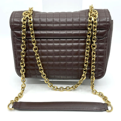 CELINE C Logo Quilted Medium Chain Shoulder Bag