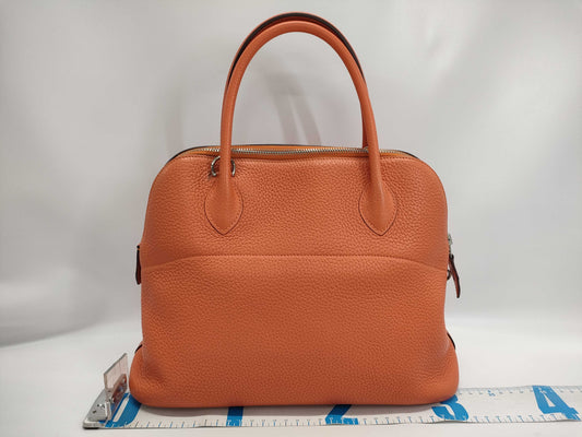 HERMES Bolide 31 Taurillon Clemence Orange T Stamped Handbag
