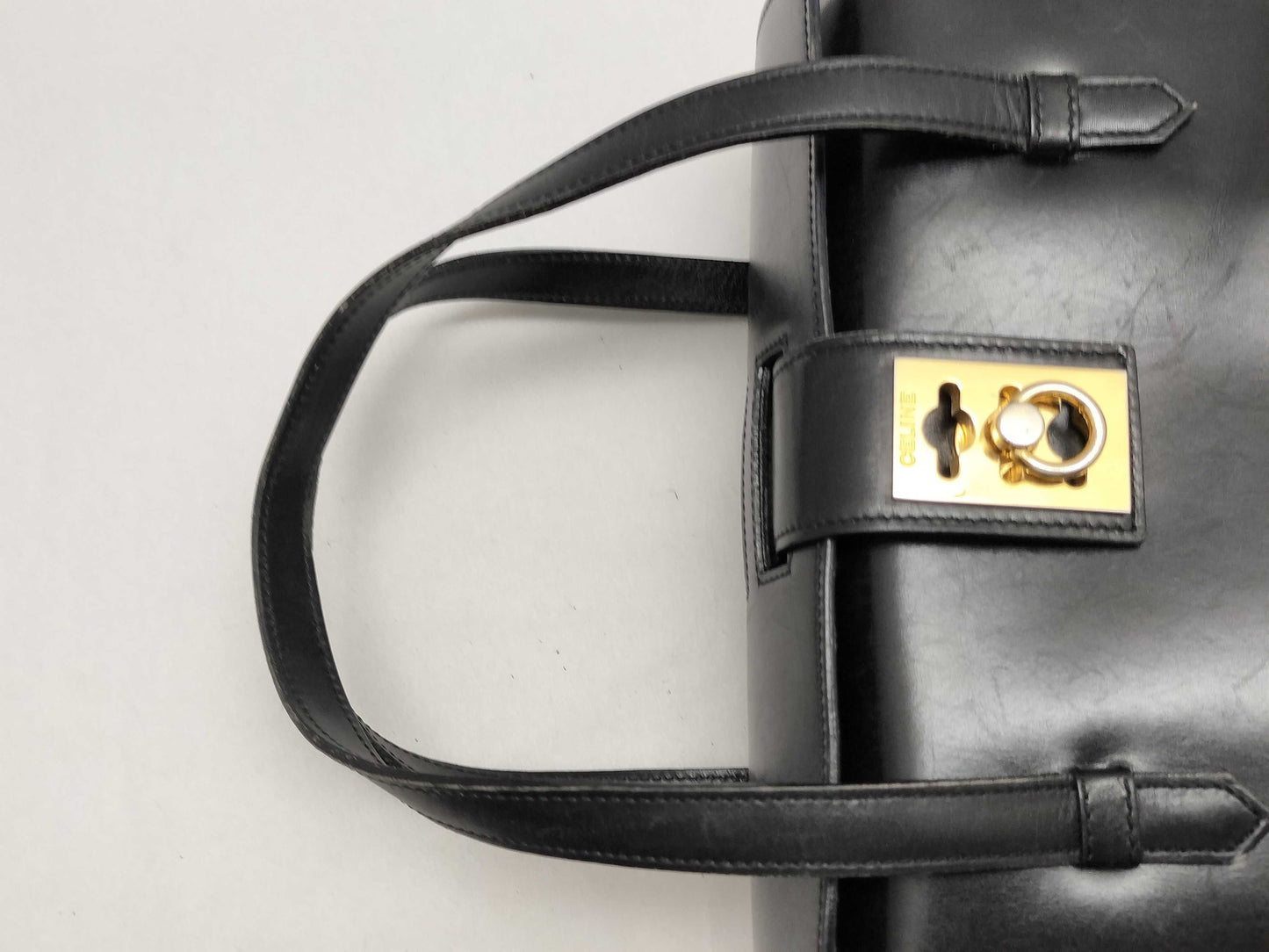 CELINE Leather Gancini Handbag