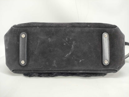 Salvatore Ferragamo rabbit fur suede shoulder bag