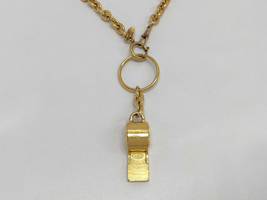 CHANEL Whistle Gold Chain Necklace 96P Necklace