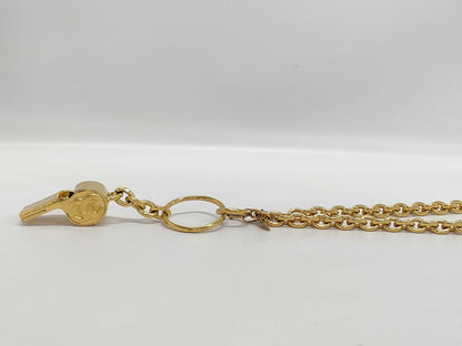 CHANEL Whistle Gold Chain Necklace 96P Necklace
