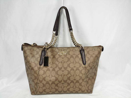 COACH Signature Chain Shoulder Tote Bag