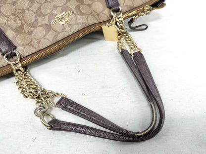 COACH Signature Chain Shoulder Tote Bag