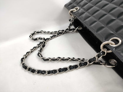 CHANEL CHANEL Chocolate Bar Enamel Chain Shoulder Bag with Silver Hardware and Coco Mark