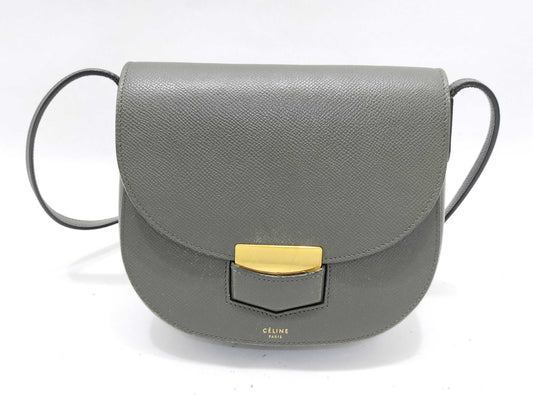 CELINE Trotter Small Greige Leather Shoulder Bag