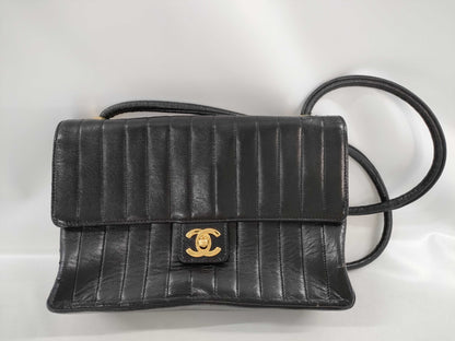 CHANEL New Mademoiselle Black Lambskin Shoulder Bag with Gold Hardware