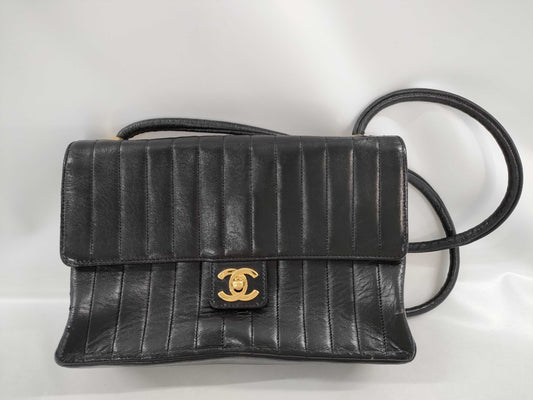 CHANEL New Mademoiselle Black Lambskin Shoulder Bag with Gold Hardware