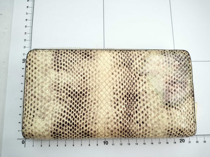 GUCCI Round Zip Wallet Python Beige Wallet