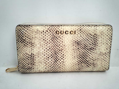 GUCCI Round Zip Wallet Python Beige Wallet