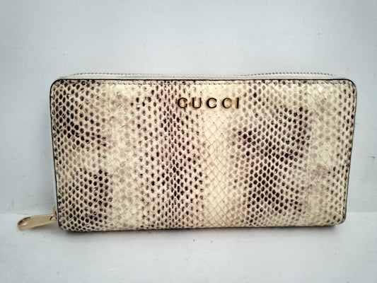 GUCCI Round Zip Wallet Python Beige Wallet